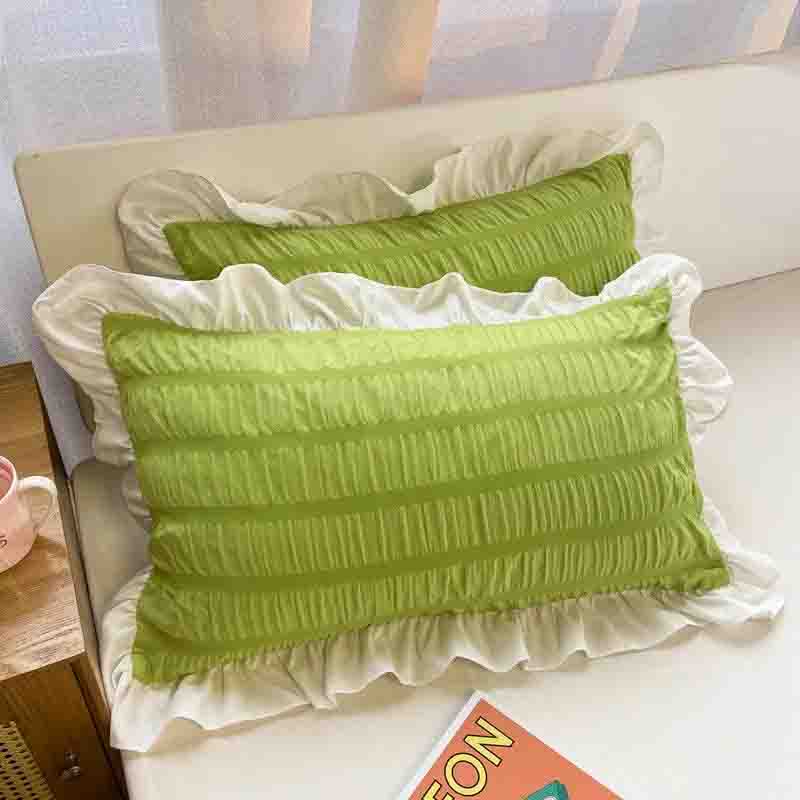 Pillowcase Princess Pillow Cover Cute Solid Color Single Lace Cushion Cover Women Removable and Replaceable Ruffle Trim
