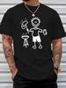 Unisex Crew Neck Cotton Short Sleeve Tee Funny Bbq Stick Figure Beer Grill Graphic Summer Outdoor Casual Daily Streetwear Soft Top