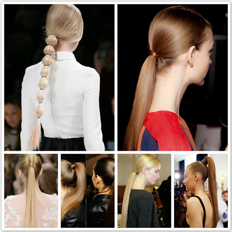 Silky Straight Clip In Drawstring Ponytail Synthetic For Women Hair Extension Heat Resistant Fiber