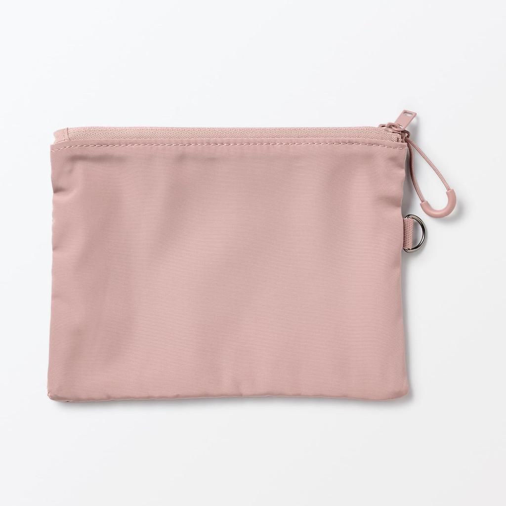 MUJI Polyester Zipper Pouch Pink - Lightweight Travel and Stationery Case, Japan