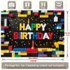 Building Block Birthday Banner, Colorful Photo Backdrop Wall Decor for Party