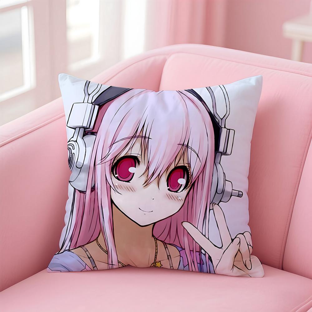 SSuper Sonico Cushion Cover Pillow Case Soft Friendly Fabric Concealed Zipper