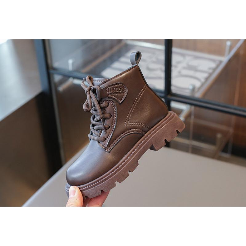 Осенняя мода ретро детские ботинки мальчики и девочки короткие ботинки нескользящие кожаные ботинки одинарные ботинки