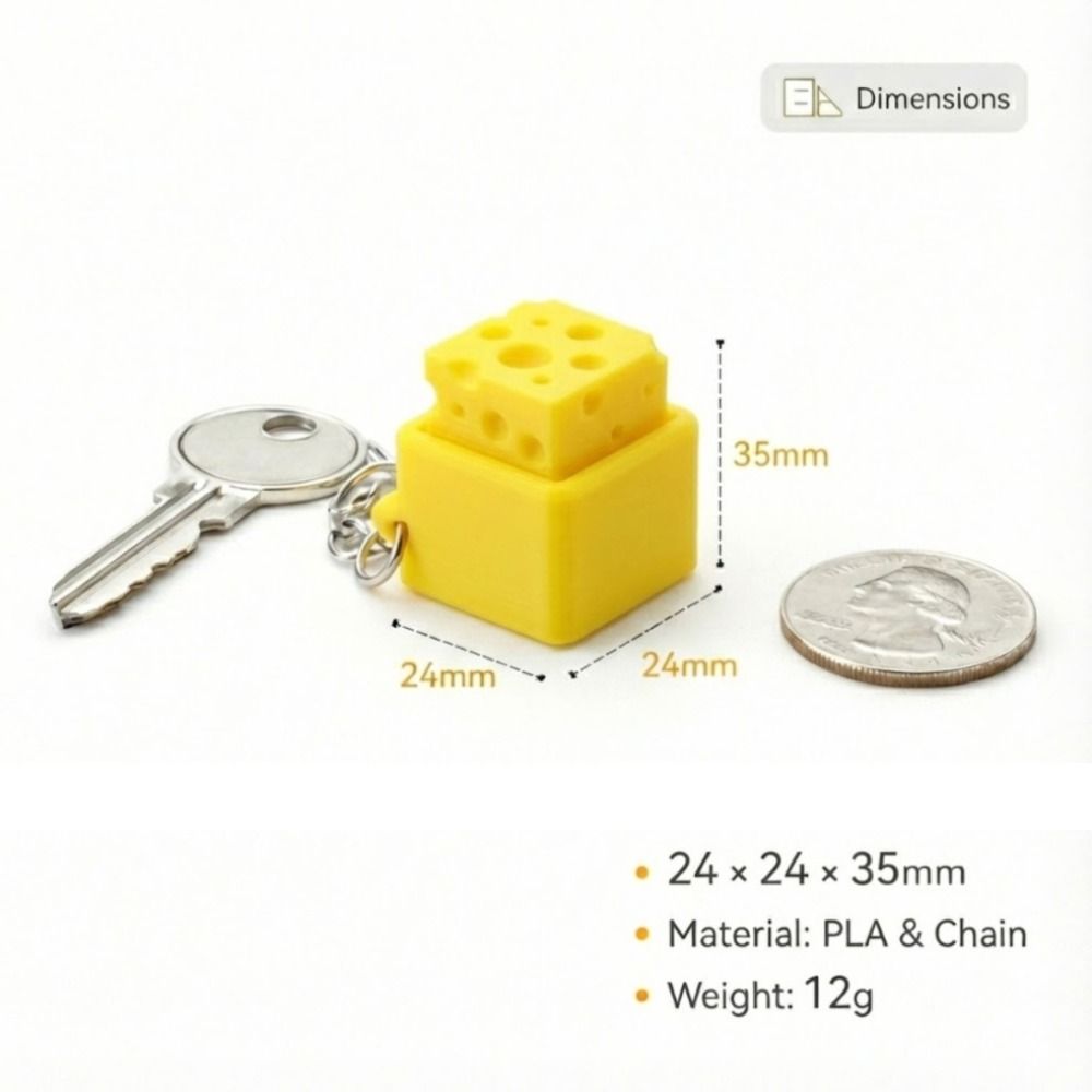 Plastic Cheese Squeeze Pendant Click Sound Keyboard Keyrings Clicker Fidget Keychain Gift Idea