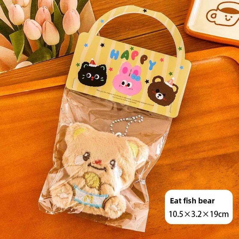 Милый молочно-желтый брелок-медвежонок, студенческая мультяшная плюшевая игрушка, маленькая подвеска, снимающая стресс пищащая кукла-подвеска