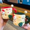 Magnetic Christmas Mug with Lid Spoon Cute Ceramic Water Cup Girl High Looking Cartoon Office Couple Cup