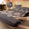 1 Simple Modern Circular Geometry Printed Matte Fitted Sheet, Bedroom Printed Bed Cover,Bedding(Excluding Pillowcases)