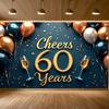 60th Anniversary Banner Cheers to 60 Years Backdrop Glitter Party Decoration Birthday Wedding Event Photography Background Props