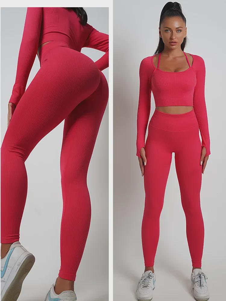 Костюм для йоги и бега в европейско-американском стиле с принтом тай-дай, эластичный, с трикотажными брюками для женщин