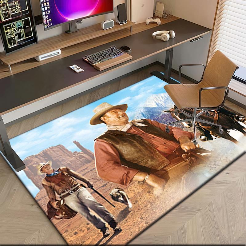 1pc John Wayne's Western Cowboy Trail Carpet Rug for Living Room Bedroom Home Sofa Decoration,Kids play Non-slip Floor Mat