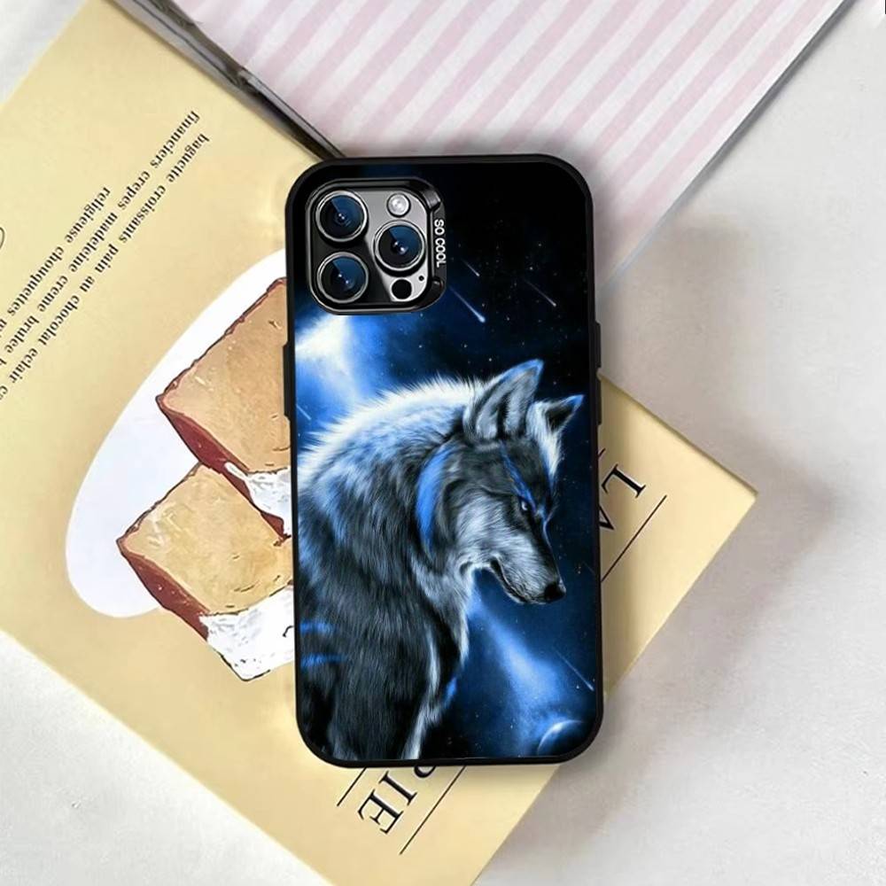 Wolf Animals Cool Phone Case For iPhone 17,16,15,14,13,12,11 Plus,Pro Max,XS,Colored Silver Plated Inside Cover