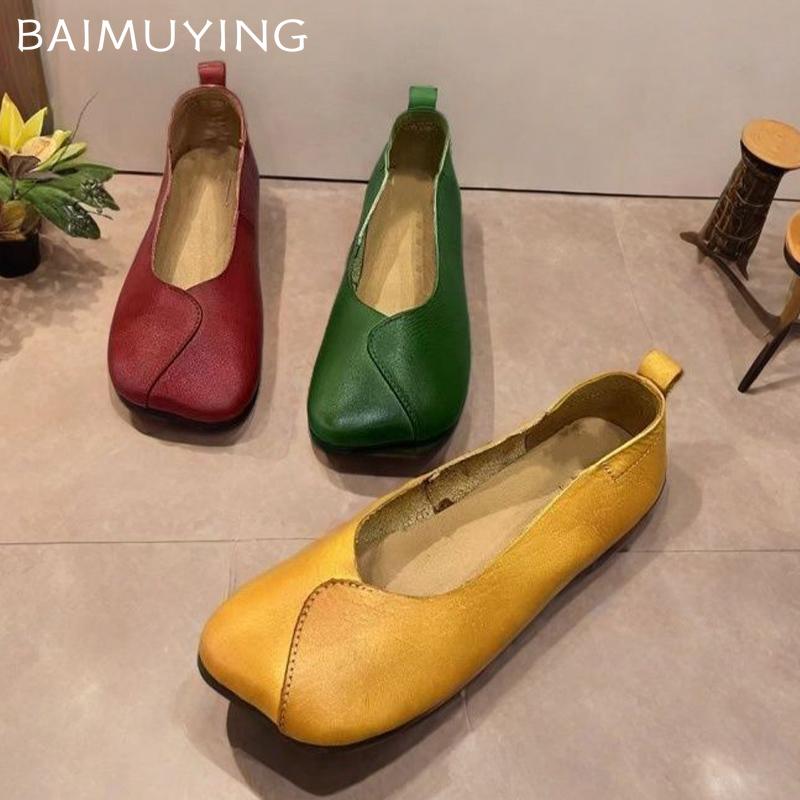Кожаные туфли на плоской подошве женские лоферы с квадратным носком повседневная обувь 2025 года трендовые мягкие удобные зимние дизайнерские женские туфли