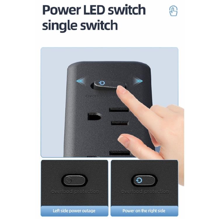 Slim Power Strips With 9Outlets 3 USB 2 USB C Port Surge Protectors Flat Plugs For Home Office Travel Charging Needs