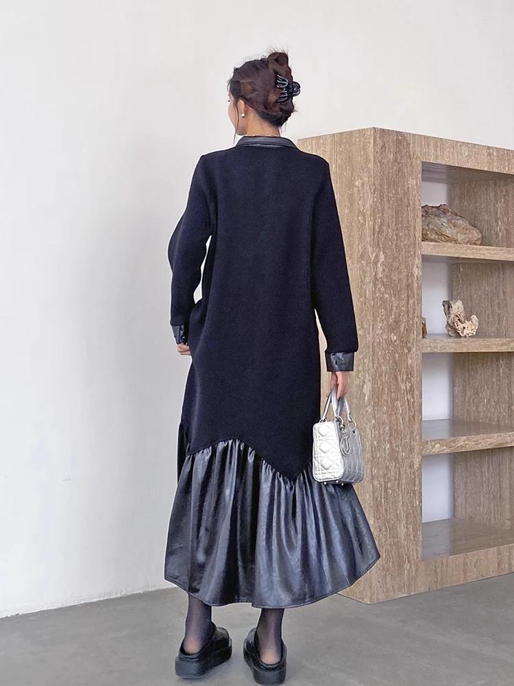 Xitao Повседневное однотонное платье А-силуэта с отложным воротником GJ1125