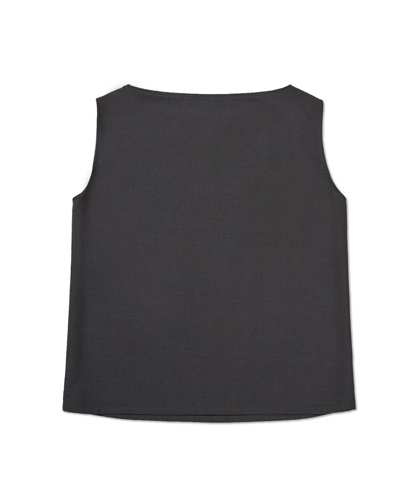 WEST GRAND BOULEVARD Wool Blended Sleeveless Blouse Charcoal