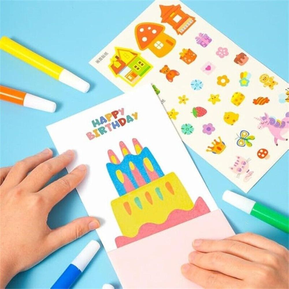 Animal Pattern Squeegee Art Kids Paint Kit DIY Material Rainbow Dot Scratch Painting Arts  for Kids