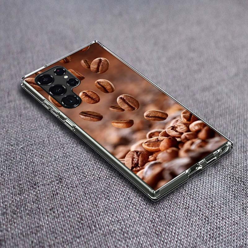 Newly Baked Coffee Beans Clear Phone Case for Samsung Galaxy S24 S23 S21 Plus S20 FE S22 S26 Ultra S25 Edge TPU Capa Cases Cover