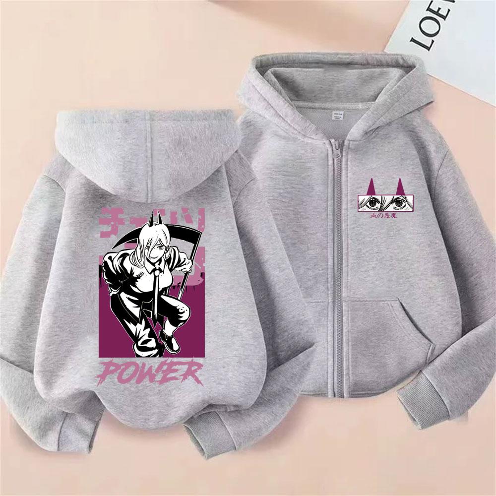 Горячее Аниме Человек-бензопила Пауэр Толстовка на молнии Мужская Женская Повседневная Свободная Толстовка на молнии Мужская Манга Флисовая Хлопковая Толстовка Пальто