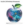 Acrylic Apple Shape Table Ornaments Landscape Pattern Crafts Gifts Apple Desktop Decor Home Decor
