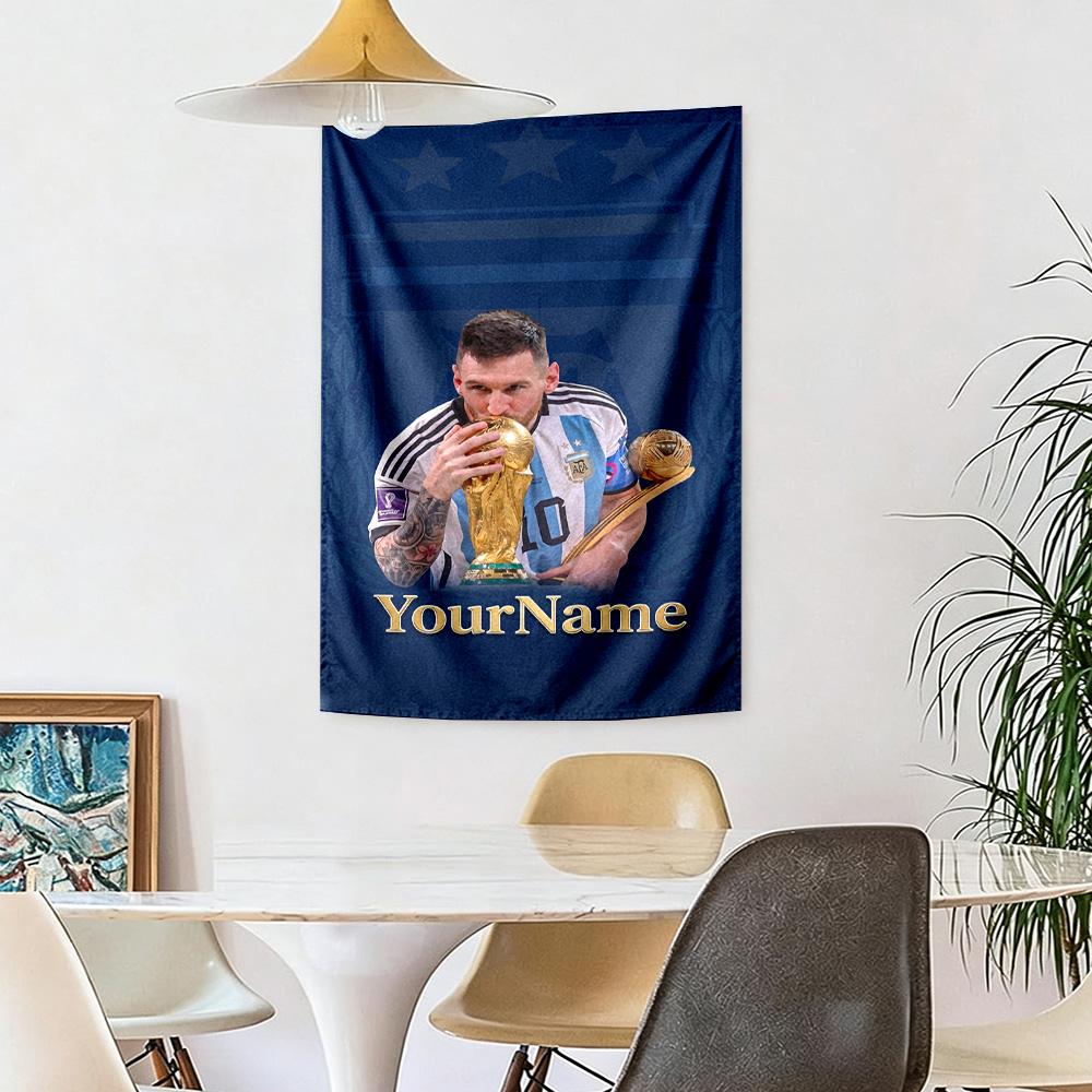 Messi Custom Your Name Wall Decor Tapestry Art For Pet Memorial Birthdaywedding Party Backdrop Family Gift