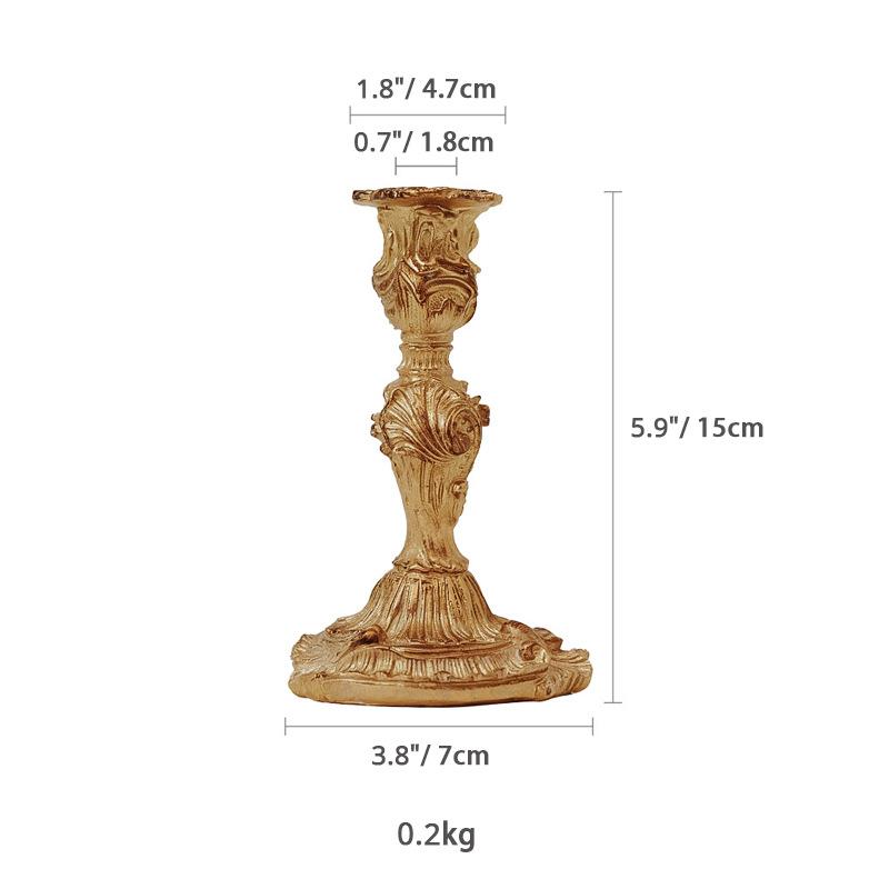 European Retro Candle Holder Baroque Art Candlestick Vintage Home Decoration Wedding Desktop Candlelit Dinner Ornament Photoprop