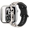 Ремешок-чехол 2в1 для Apple Watch 46 мм 44 мм 41 мм 41 мм 40 мм 38 мм 42 мм Чехол со стеклом для часов+Силиконовый браслет iwatch Series 11 10 9 8 7 6 5 4 SE3