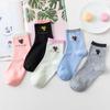 5Pairs Women Cotton Socks Cute Print Princess Two-dimensional Fashion Socks Striped Plaid Ladies Spring Summer Socks