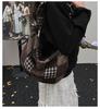 2025 Autumn New American Retro Messenger Bag Women's Plaid Shoulder Bag Niche Fashion Girl Dumpling Bag