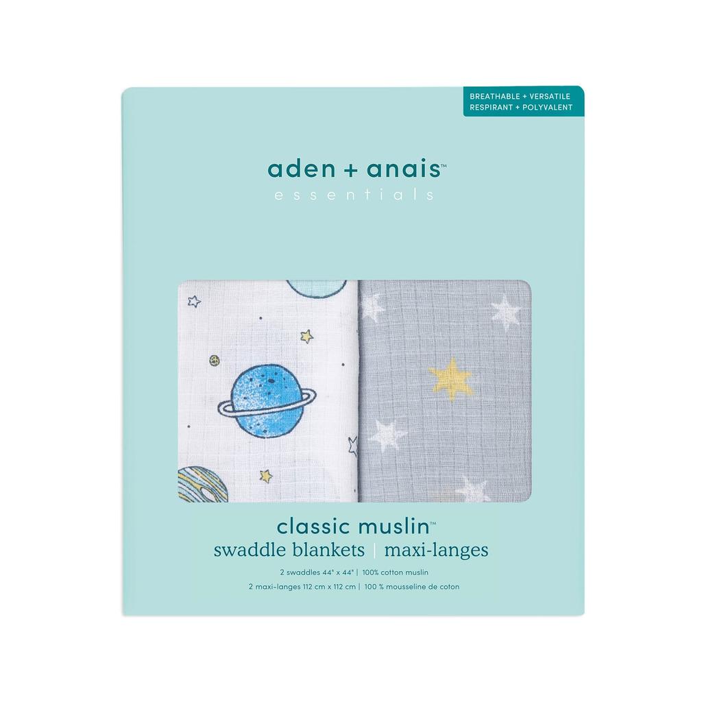 Aden Anais Essentials and Anai Japanese Genuine Space Cadet ESWC20015W 112 X 112cm Muslin Cotton Swaddle Swaddle Set of 2 Newborn Gauze Baby Baby Gift