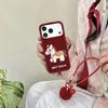 Новогодний вышитый шнурок с изображением лошади Фу для чехла iPhone 17, 16 Pro Max, 15, 14