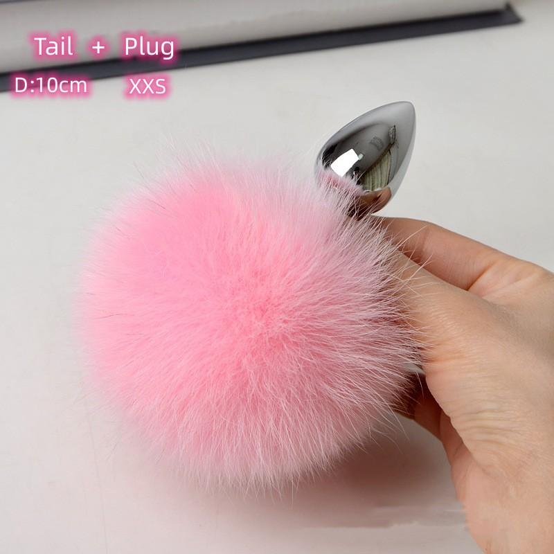 Настоящие волосы, кроличий хвост, анальные секс-игрушки с отделяемой металлической анальной пробкой Anue для пары, флирта, очаровательные косплей-игры, эротические