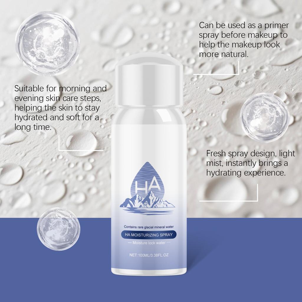 Гиалуроновый увлажняющий спрей-тонер, глубоко увлажняющий увлажняющий спрей, смягчитель для ухода за кожей, 100 мл
