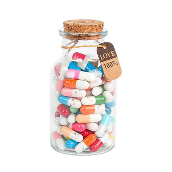 Стеклянная бутылка с капсулами. Капсулы с любовными записками своими руками в бутылке. Набор капсул с секретным посланием. Подарок на день рождения ко Дню святого Валентина.