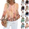 Женский повседневный модный топ с оборками, V-образным вырезом, принтом и длинными рукавами