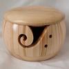Handmade Wooden Yarn Bowl with Lid Durable Spiral-Open Design Crochet Thread Bowl for Organized Knitting
