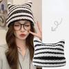 Новая японская уличная одежда Harajuku Beanie Little Devil полосатая вязаная шапка для женщин и девочек осень-зима милая шапка с кошачьими ушками