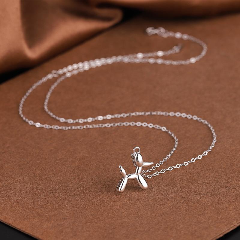 Silver Color Cute Animal Balloon Dog Necklaces Creative Pendant Clavicle Chain Necklace Ladies Girl Jewelry Dropshipping