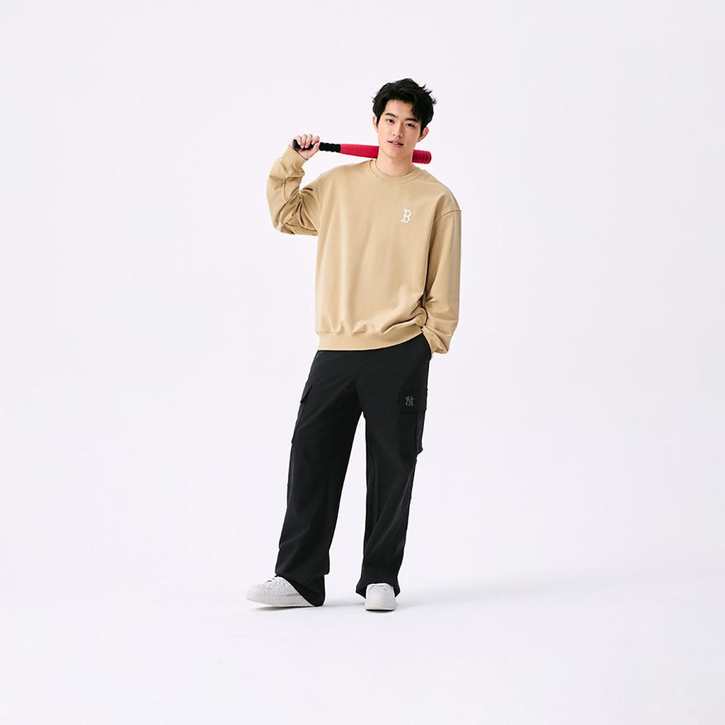 MLB MONOGRAM Collection Boston Red Sox SS25 Crew Neck Sweatshirt Unisex Light Beige Yellow 3AMTM0451-43BGL