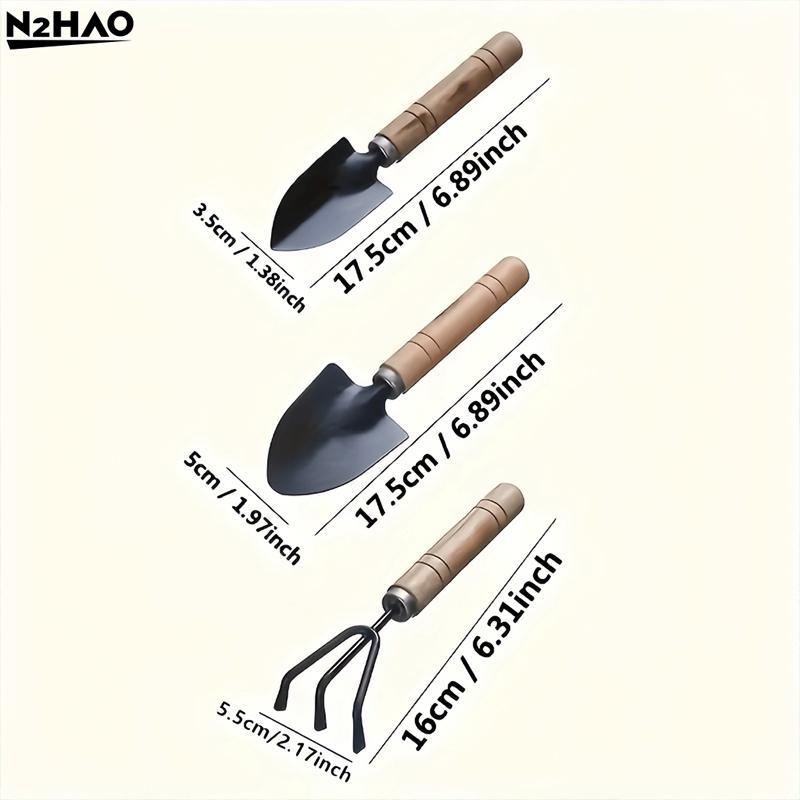 Metal Mini Spade Rake Set Gardening Tool Kit for Potting Planting Easy Carry Home Use