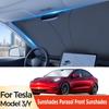Для автомобиля Tesla Солнцезащитный козырек на лобовое стекло Складной чехол-заслонка на переднее окно Защита от жары Козырек для модели Y Модели 3 2024 Аксессуары