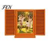 Family Portrait Wall Decoration Key Holder with Hidden Storage Shelf, Mediterranean-Style Window Frame Photo Shelf Display Stand, Functional Entryway