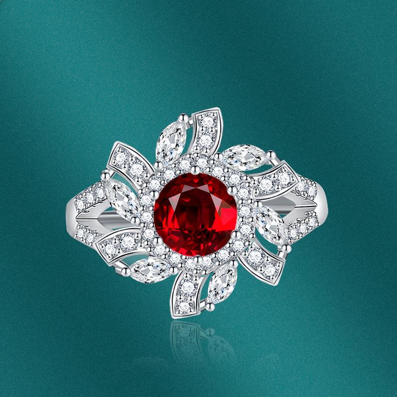 BELLA BOX Classic Flower Opening Resizable Rings For Women Zircon Engagement Party Fine Jewelry Gift