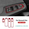 Для Renault Clio 5 MK5 2020 2021 2022 2023 2024 2025 Настоящая мягкая наклейка из углеродного волокна Панель подъема стекла автомобиля Рамка Отделка LHD RHD