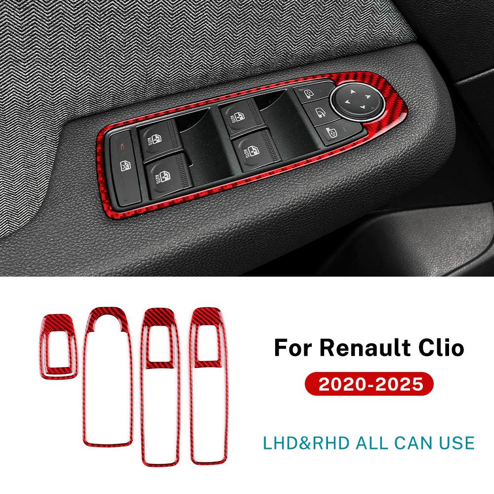 Real Soft Carbon Fiber Sticker For Renault Clio 5 MK5 2020 2021 2022 2023 2024 2025 LHD RHD Car Window Lift Panel Frame Trim