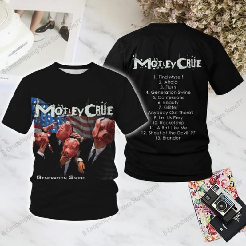 Рок-группа Motley Crue 3D-печать Футболка Мужчины Женщины Мода Хип-Хоп Повседневные Топы с Коротким Рукавом Футболки Мужская Одежда Детская Футболка