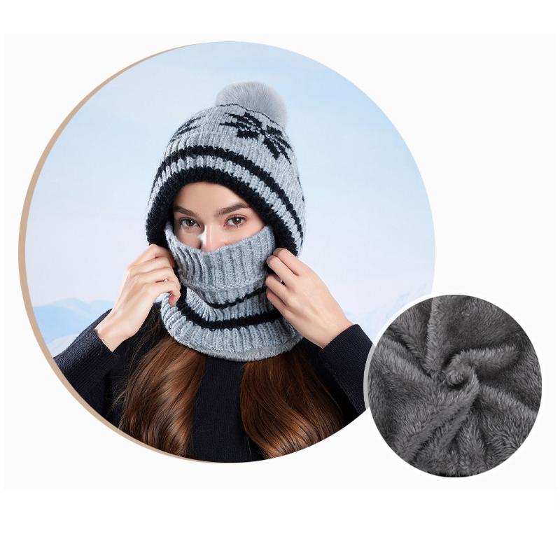Зимняя бархатная шапка с защитой ушей, женская маска-шарф, цельная шапка, теплая, ветрозащитная, холодостойкая, вязаная шерстяная шапка