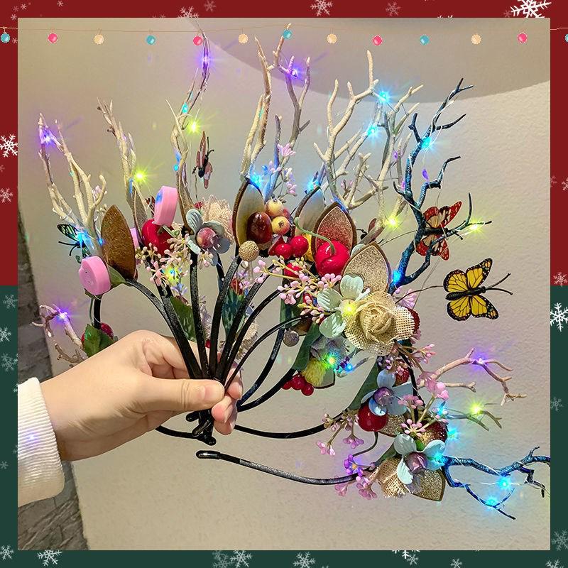 Ободок с рогами в стиле феи Мори – Рождественские аксессуары для волос и заколки