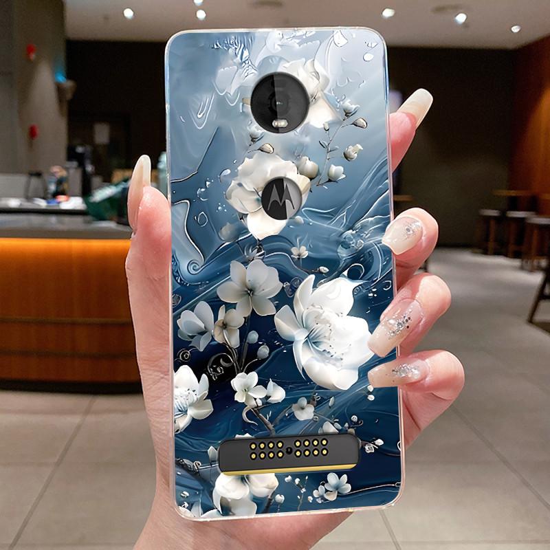 Case For Motorola Moto Z4 Play Coque Flower Butterfly Protective Casing Moto Z4 Play Transparent Soft Silicone TPU Phone Cover