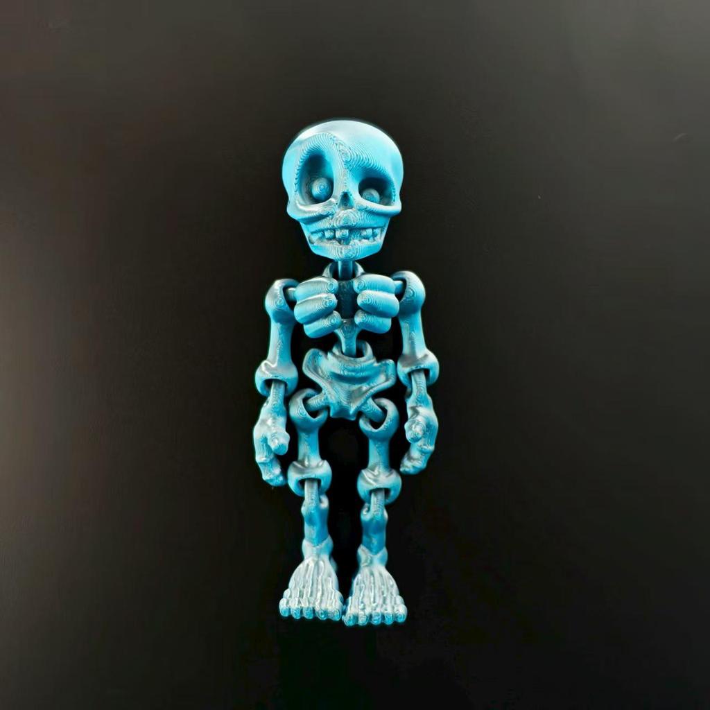 3D Printed Movable Skeleton Man Refrigerator Magnet - Halloween Decoration Model