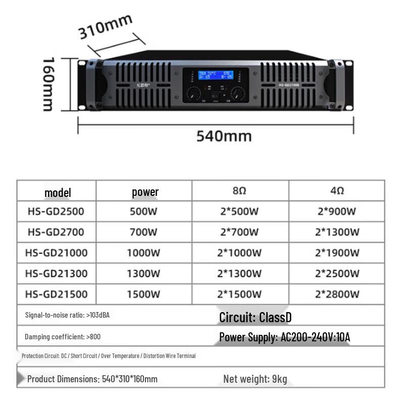 HSUT HS-GD2700 Professional Audio Video Power Amplifier (CN version)